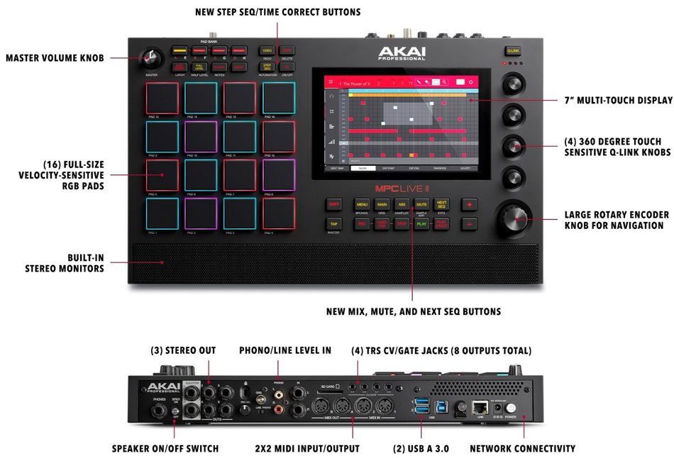 AKAI - MPC LIVE II لانچ پد، استودیو میکسر و سمپلر 1 akai-mpc-live-ii