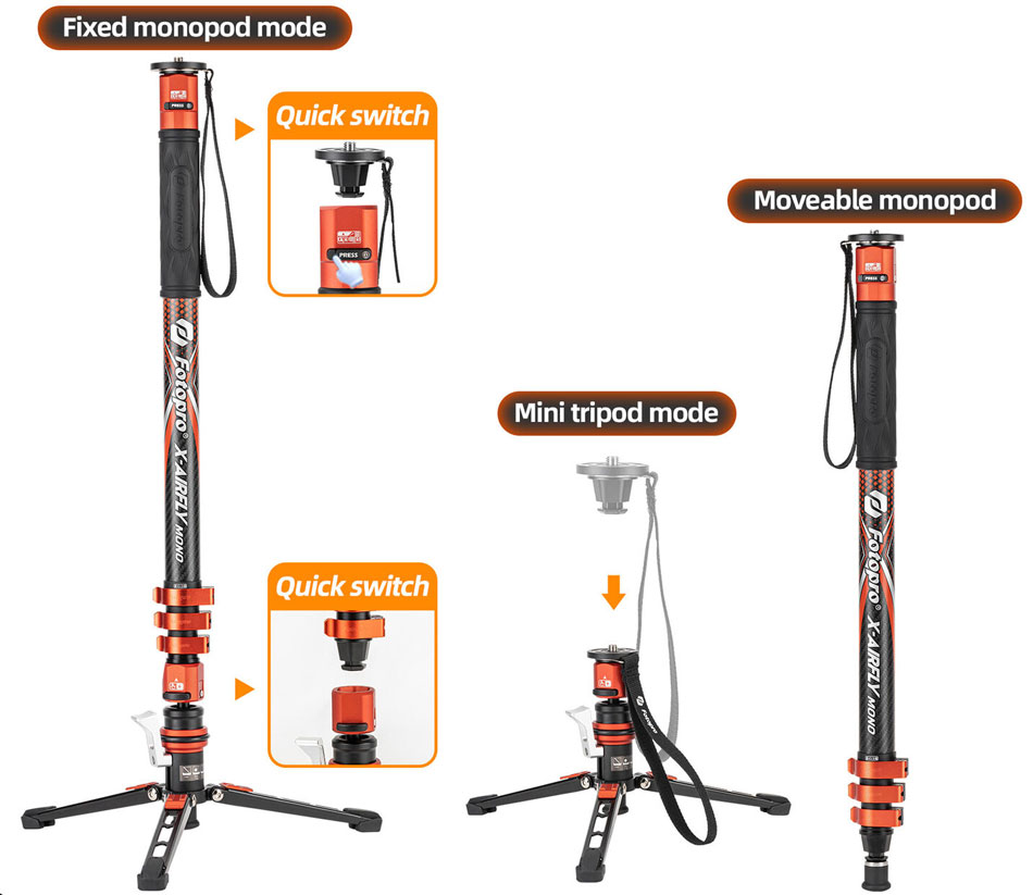 Fotopro X-Airfly سه پایه و مونوپاد فیبرکربن 1 Fotopro X-Airfly Carbon Fiber Monopod